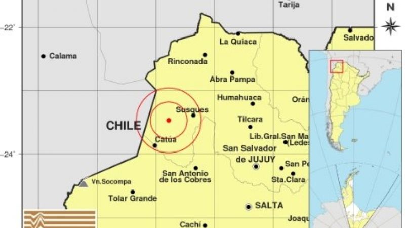 Un fuerte sismo fue percibido este lunes por la tarde en Jujuy
