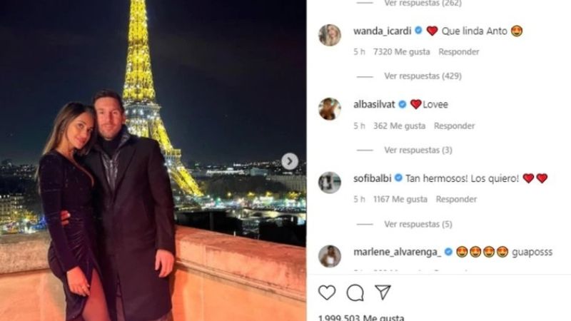 Wanda Nara reaccionó ante una foto romántica de Antonela Roccuzzo con Lionel Messi