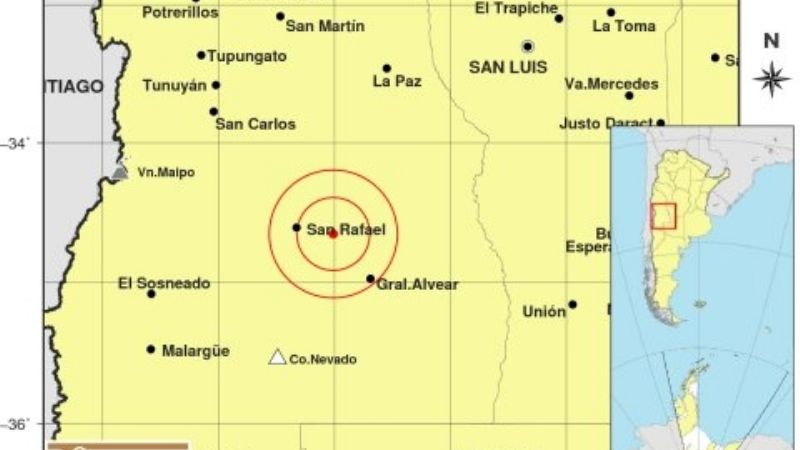 Un sismo de escasa profundidad se registró este lunes en Mendoza