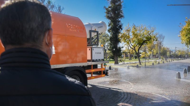 Chimbas: un camión de alta tecnología desinfectará calles y espacios públicos en los barrios