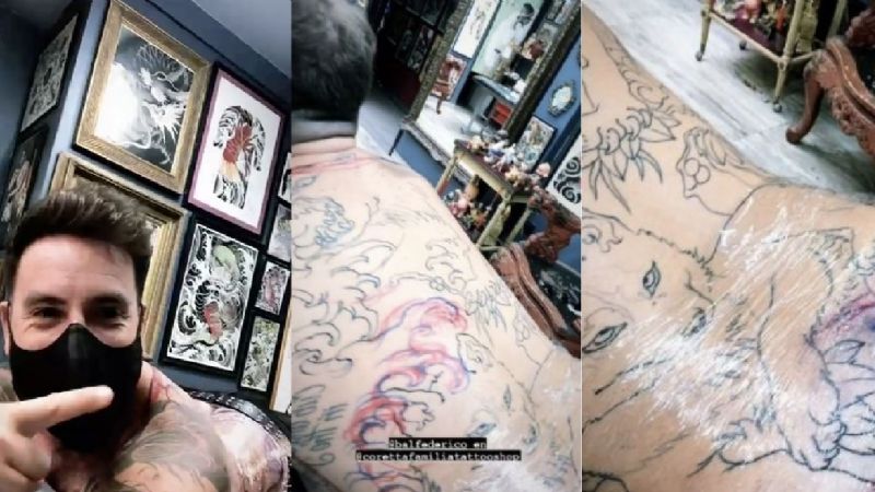 "Lobo blanco, lobo negro": Federico Bal avanza con el mega tatuaje que cubrirá su espalda