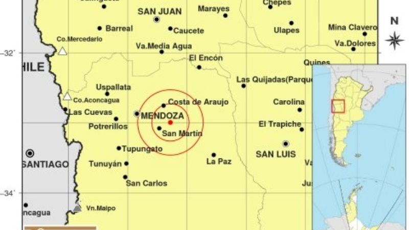 Un sismo superficial se registró en Mendoza este martes