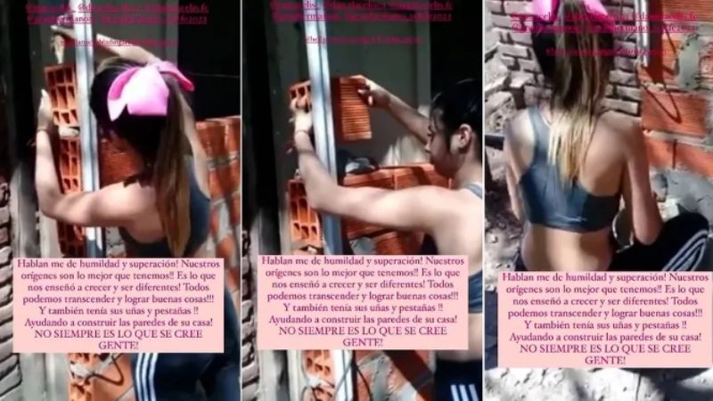Se viralizó un video de Daniela de Gran Hermano trabajando como albañil