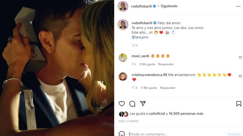 "Este año, sí": Rodolfo Barili confirmó a los besos que se viene el casamiento