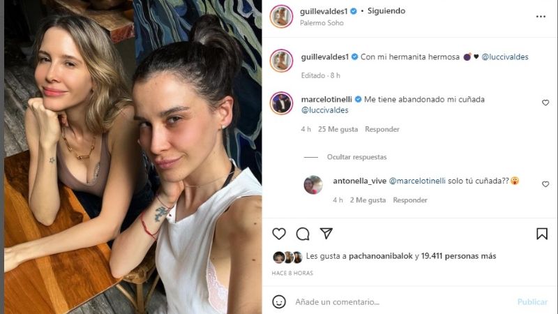 Guillermina Valdés mostró a su hermana y Tinelli reaccionó: "me tiene abandonado"